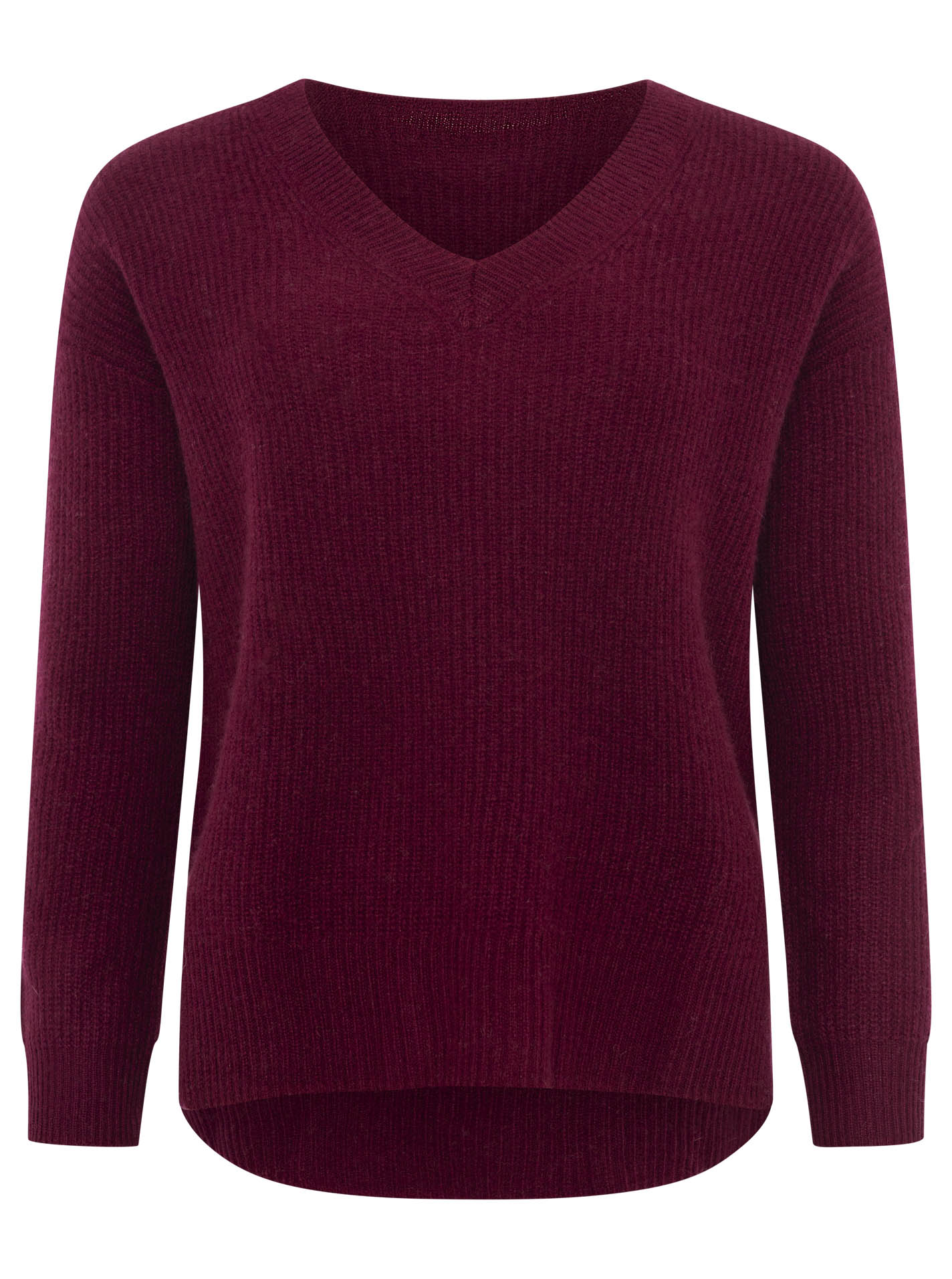 100% Kaschmir V-Pullover "Kastig & Rippe"