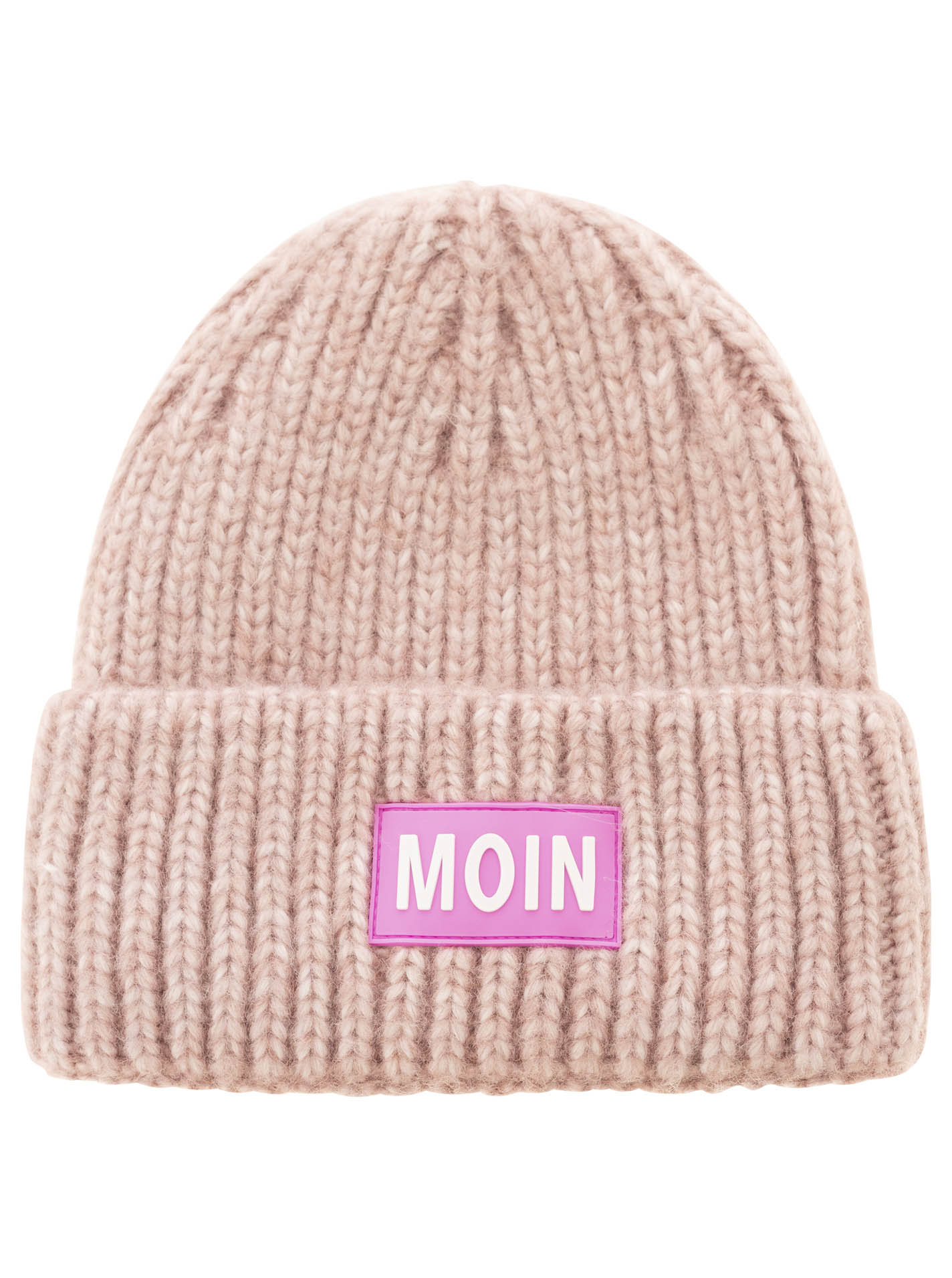 Umschlagmütze Grobstrick "Moin"